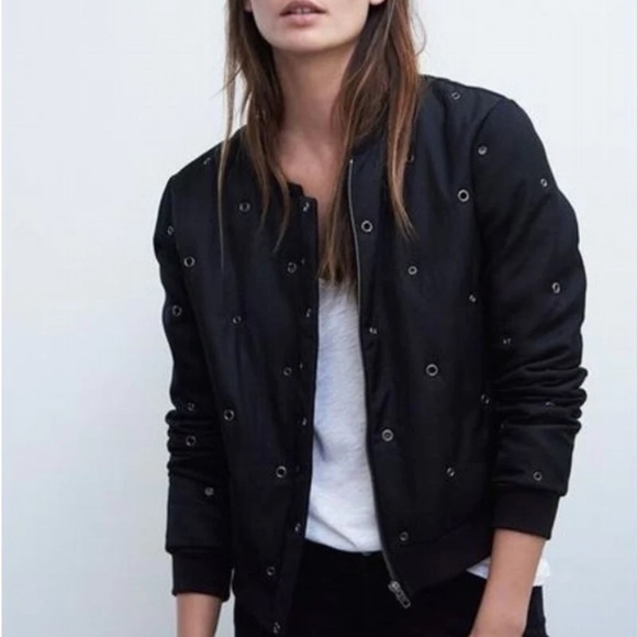 Small Velvet Viviette Grommet Bomber Jacket - Picture 1 of 6